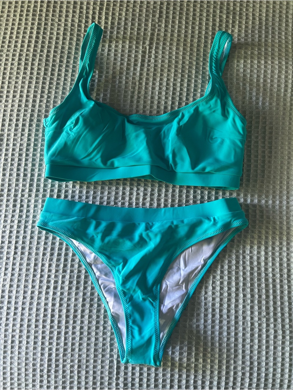 Women's Teal Two-Piece Bikini Set - Scoop Top & Classic Briefs